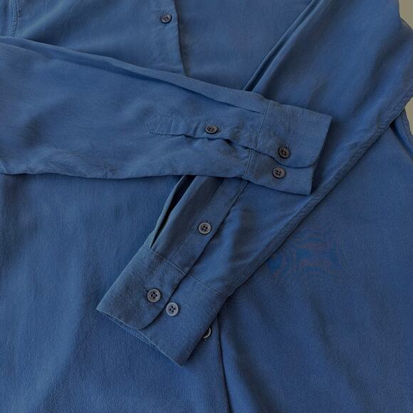 THE FABLE 100% Silk Button Up Shirt Women's Size 8 XS Blue Orchid Top Blouse - Picture 10 of 16